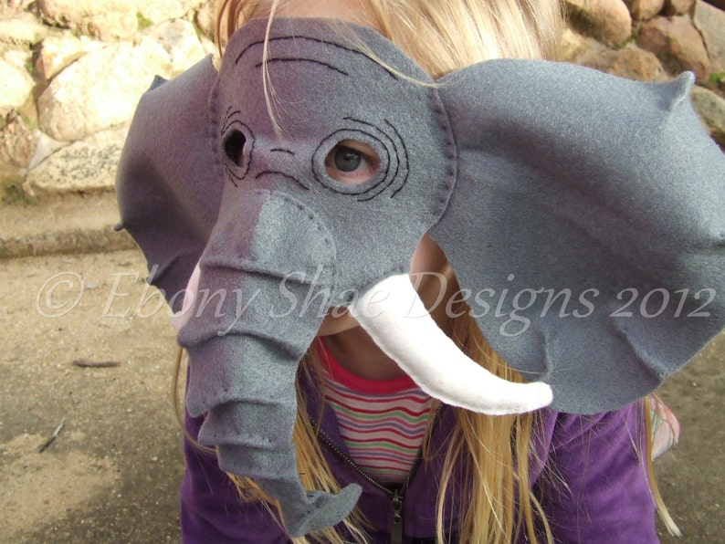 Elephant Mask PATTERN. Kids Felt Mask Sewing Pattern. image 5