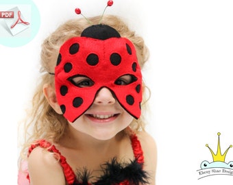 Ladybug Mask Pattern.  Kids Felt Ladybird Mask PDF Sewing Pattern.