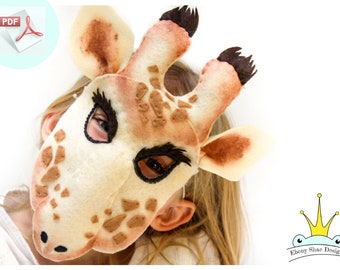 Kids Giraffe Mask PATTERN. Kids Felt Mask Sewing Pattern PDF