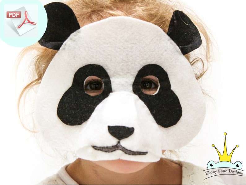 Panda Mask PATTERN. Kids Felt Mask Sewing Pattern PDF. image 1