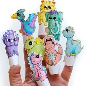 Printable Dinosaur Finger Puppets. DIY Print and Color Dinosaur Finger ...