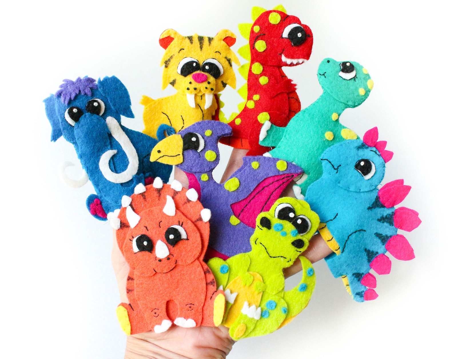 Dinosaur Finger Puppets PATTERN Set Etsy Australia