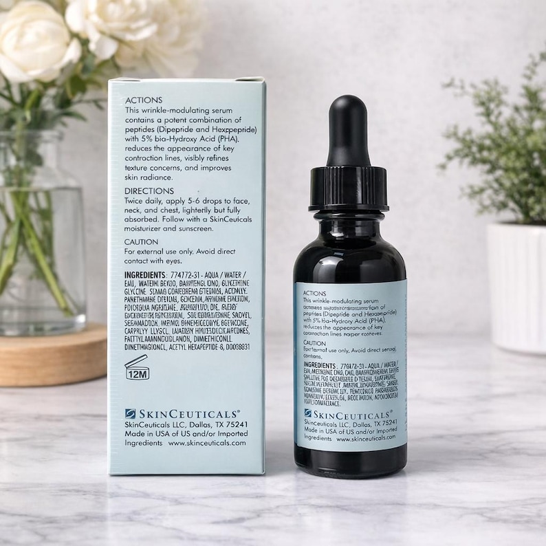 SkinCeuticals P-TIOX wrinkle-modulating peptide serum bottle and box