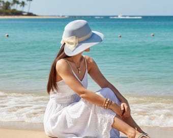 Cappello da sole azzurro per la festa della mamma, grazioso cappellino estivo casual con protezione UV, cappello da spiaggia leggero e alla moda, regalo per le donne.