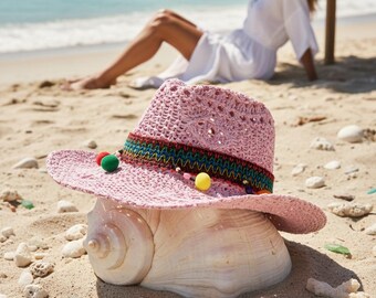 Mother’s Day Gift Pink Korean Style Sun Hat Sweet Vacation Beach Cap Cute Wide Brim Summer Outdoor UV Protection Hat