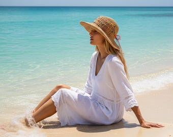 Trendy Straw Hat Vibrant Summer Sun Hat Lightweight Breathable Woven Hat Wide Brim Casual Chic Beach Hat Stylish Mothers Day Gift Idea