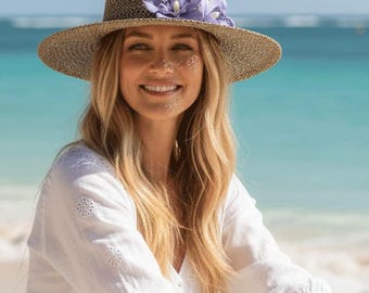 French Style Woven Straw Hat Beach Sun Hat Elegant Wide Brim Summer Hat Handmade Look Lightweight Breathable Vacation Hat Resort Accessory