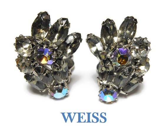 Weiss rhinestone earrings, black diamond rhineston
