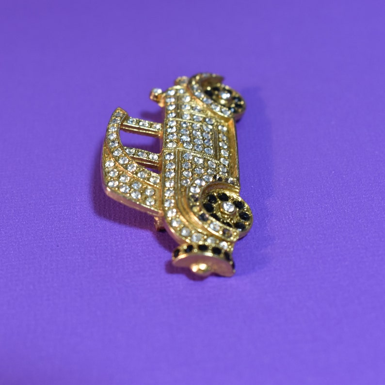 Ford Model T vehicle. 1960/'s pave rhinestone car brooch touring car automobile clear and black rhinestones