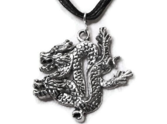 Schwarzer Drache Tibet Silber Cabochon Glas Anhänger Kette Halskette Schwarzer Drache Tibet Silber Cabochon Glas Anhänger Kette Halskette