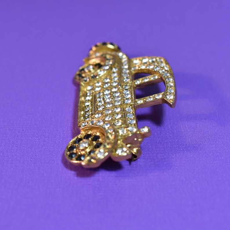 Ford Model T vehicle. 1960/'s pave rhinestone car brooch touring car automobile clear and black rhinestones