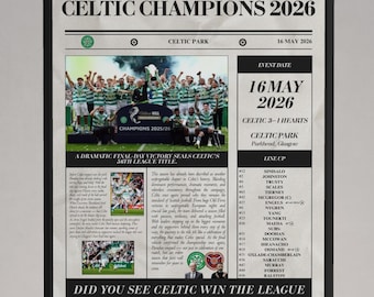 Celtic Champions 2026 - Newspaper Style Poster