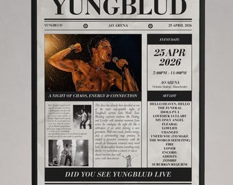 YUNGBLUD Personalised 'I Was There' Newspaper Poster – Custom Setlist Print