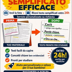 Studio semplificato efficace DSA | Testi semplificati personalizzati | Aiuto compiti primaria e medie | Metodo di studio PDF