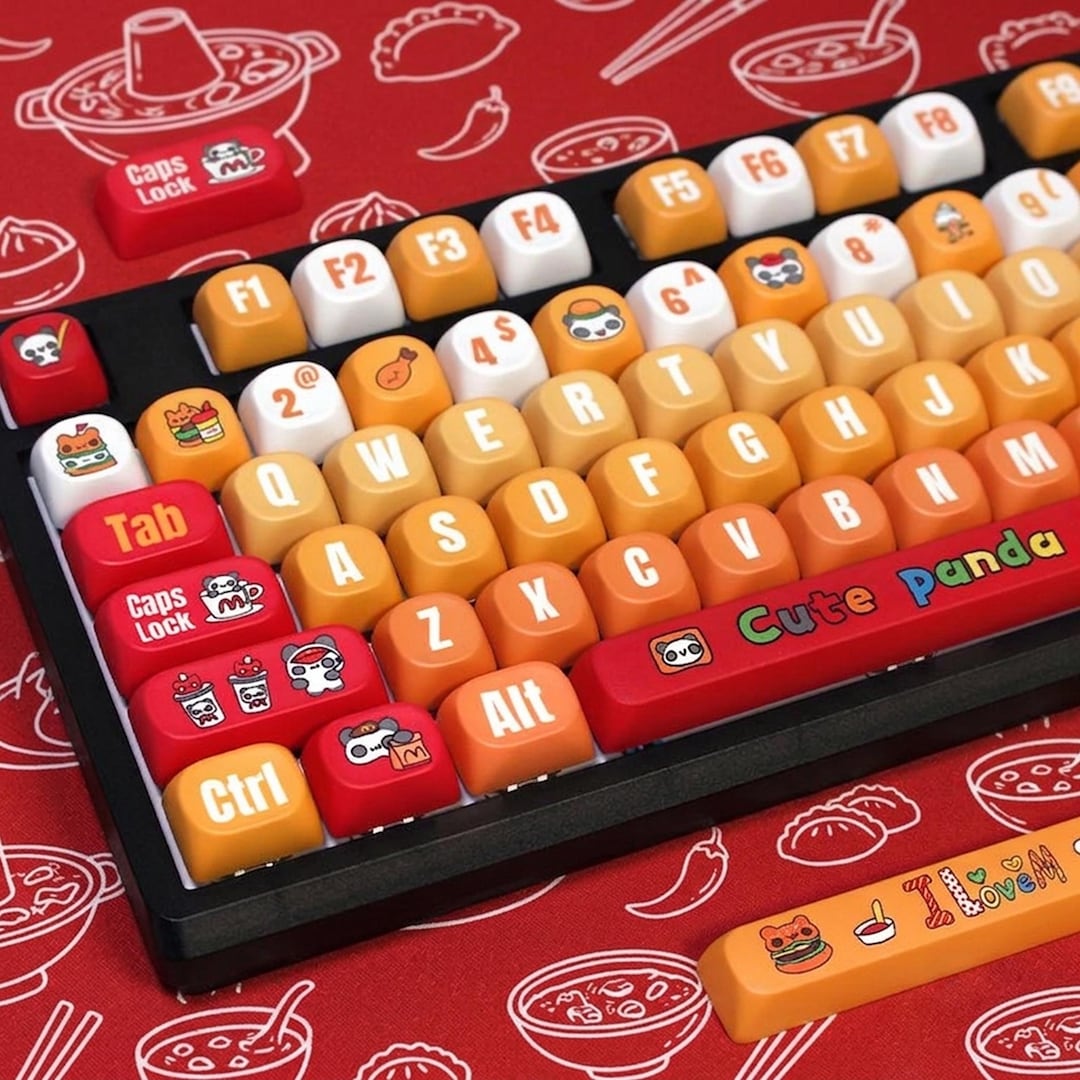 Panda Food Theme Keycaps Set – 135 Keys Design for Compatible With 68 ...