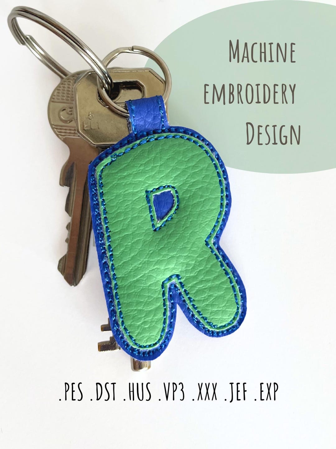 Letter R Keychain ITH Embroidery Design, Puffy Key Fob Pattern (digital ...