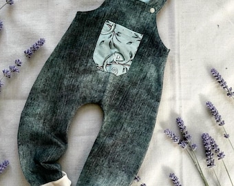 Children's Unisex Dungarees, Size 74 | Chameleon Look | Denim Look | Handmade | With Pocket