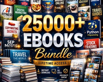 Bundel met 25000 plus e-boeken | Grafische zelfverbeteringsrecepten digitale download