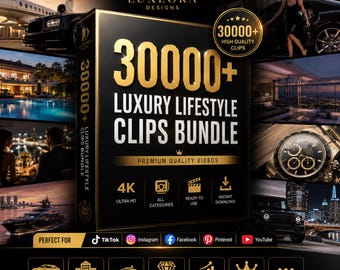 30000+ luxe lifestyle-clipsbundel | Pakket luxe 4K-spoelen | Virale Instagram TikTok-content