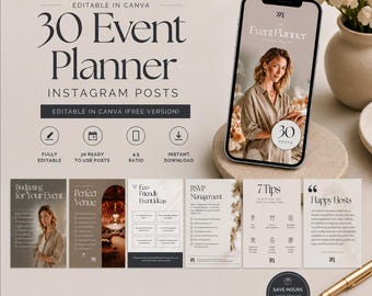 Event Planner Instagram Post Templates for Digital Marketing, Canva Template, Social Media Manager Post, Minimalist Aesthetic