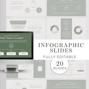 Modelli Canva per infografiche per presentazioni, 20 diapositive modificabili per business e marketing, kit di visualizzazione dati, stile minimalista