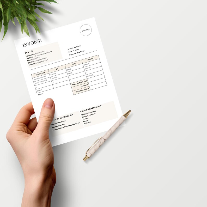 Invoice Template, Editable Canva Form for Small Business (US Letter ...