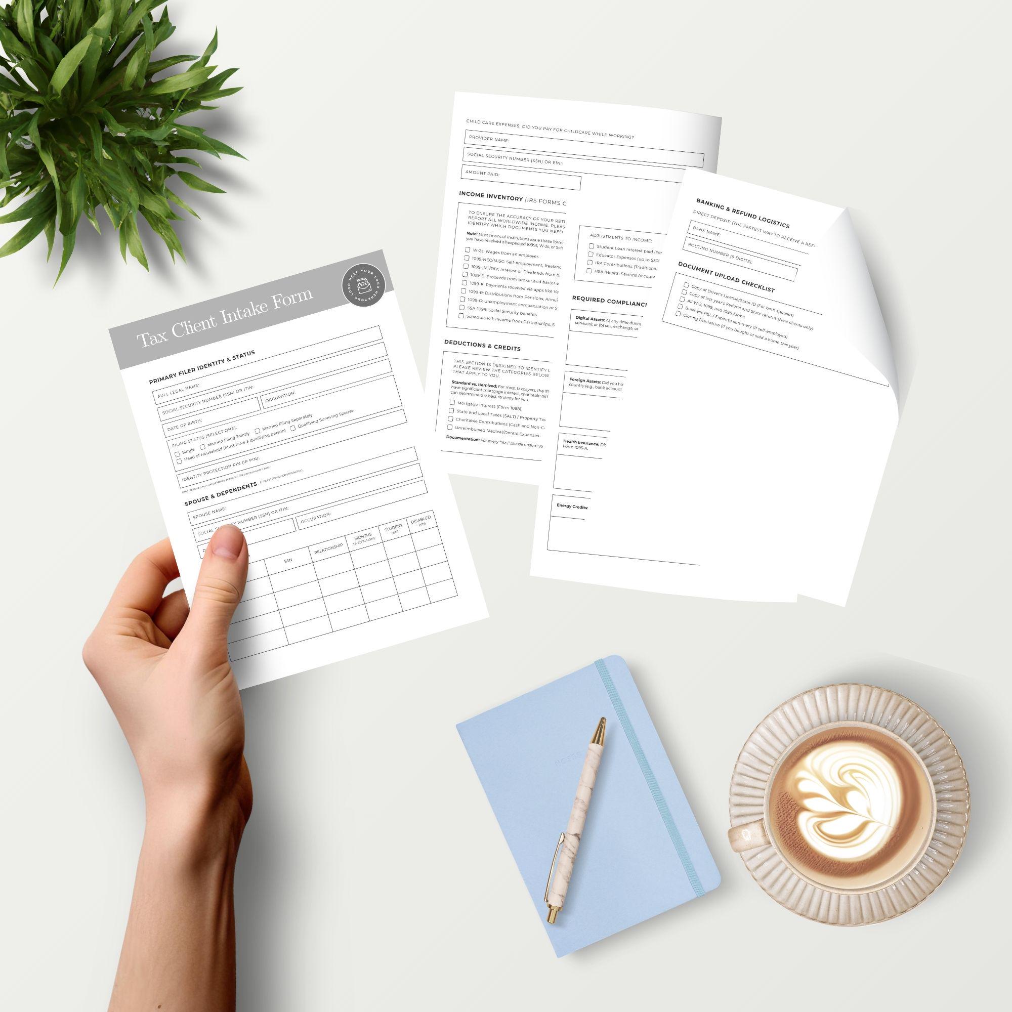 Tax Client Intake Form Editable in Canva, Tax Organizer Template ...