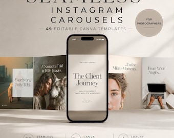 Seamless Instagram Carousel Templates for Photographers | 49 Canva Templates | Luxury Editorial | Photography Marketing Kit