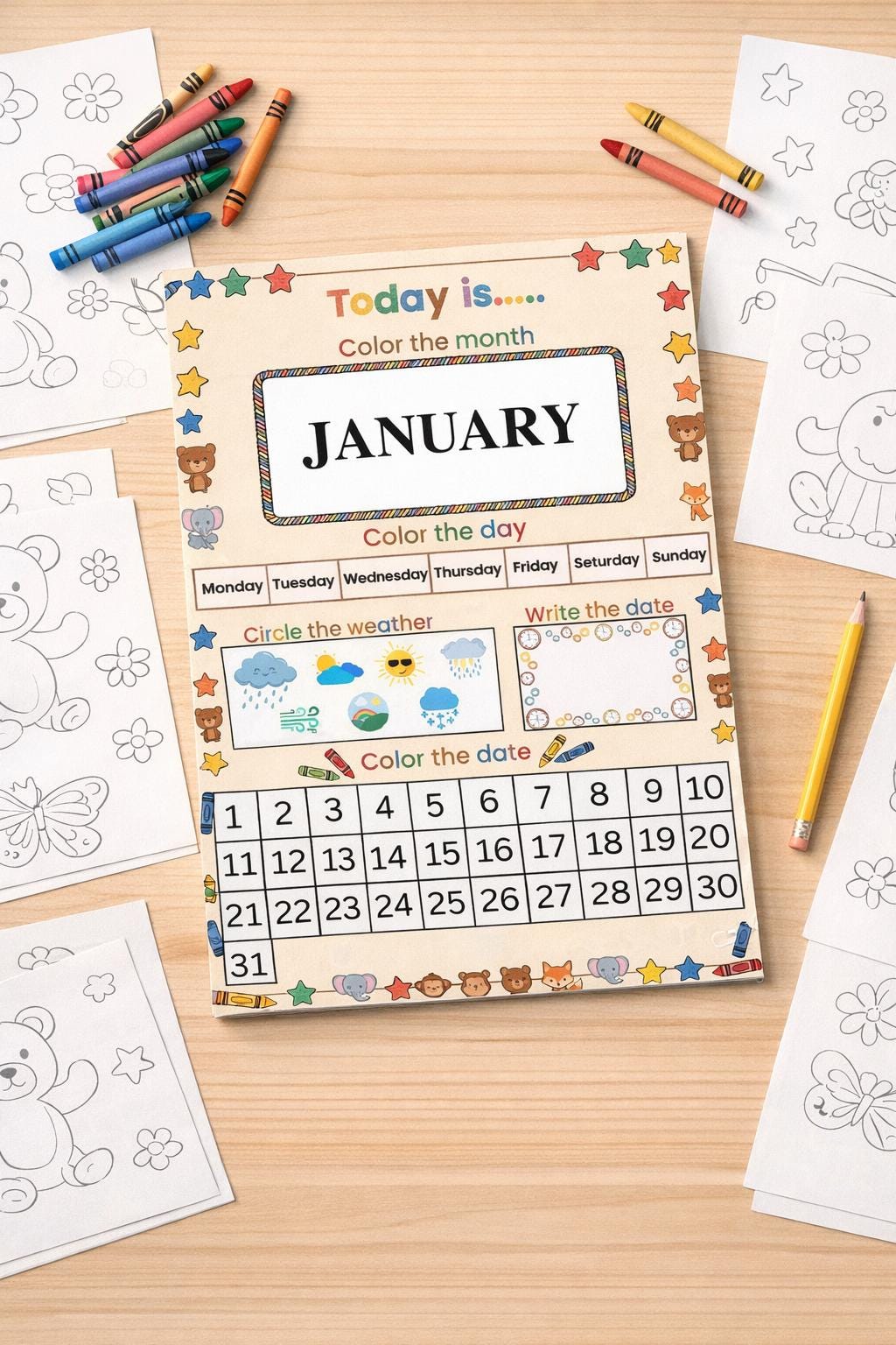 Printable Educational Calendar for Kids – Toddler and Preschool ...