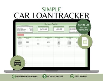 Simple Car Loan Tracker Spreadsheet | Google Sheets Payoff Calculator