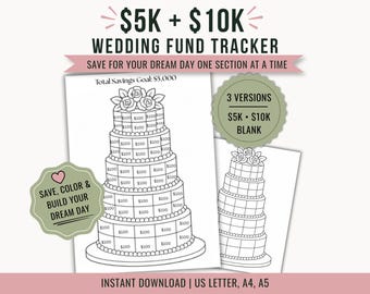 Wedding Saving Coloring Tracker | Save 10K & 5K challenge | Download Digitable