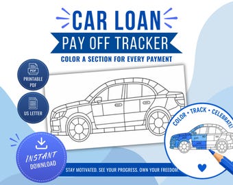 Car Loan Payoff Tracker Printable PDF | 100 Section Debt Coloring Challenge Chart