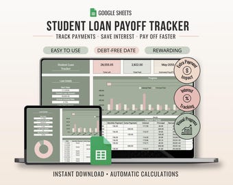 Student Loan Payoff Tracker Google Sheets Debt Spreadsheet Repayment Planner Budget Template