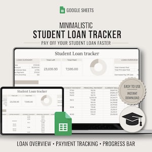 Foglio di calcolo per il monitoraggio dei prestiti studenteschi / Modello di budget minimalista per Google Sheets