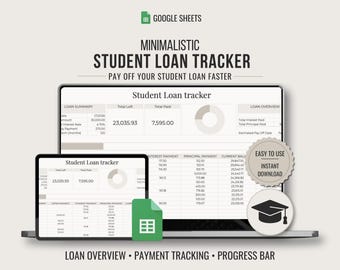 Student Loan Tracker Spreadsheet | Minimalistic Google Sheets Budget Template