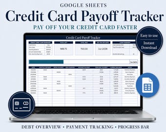 Credit Card Payoff Spreadsheet | Google Sheets Debt Planner | Payoff Calculator