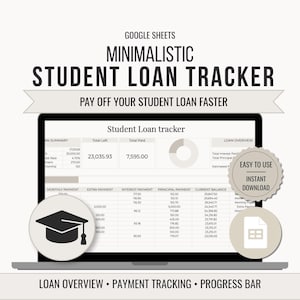 Student Loan Tracker Spreadsheet | Minimalistic Google Sheets Budget Template