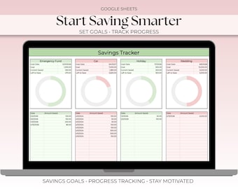 Savings Tracker Spreadsheet | Google Sheets Budget Planner (Digital Download)