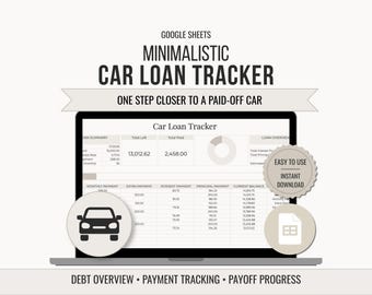 Minimalistic Car Loan Tracker Spreadsheet | Google Sheets Debt Payoff Calculator