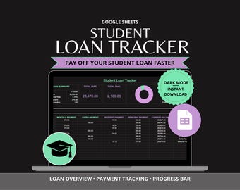 Student Loan Tracker Spreadsheet | Darkmode Google Sheets Budget Template