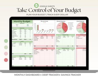 Monthly Budget Template Google Sheets | Finance Tracker (Digital Download)