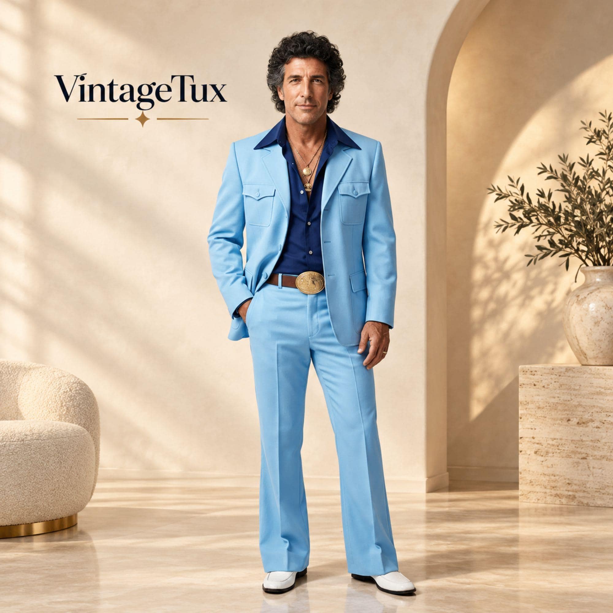 70s Blue Suit - Etsy UK