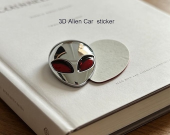 3D Metal Alien Head Emblem Sticker Car UFO Badge Decal