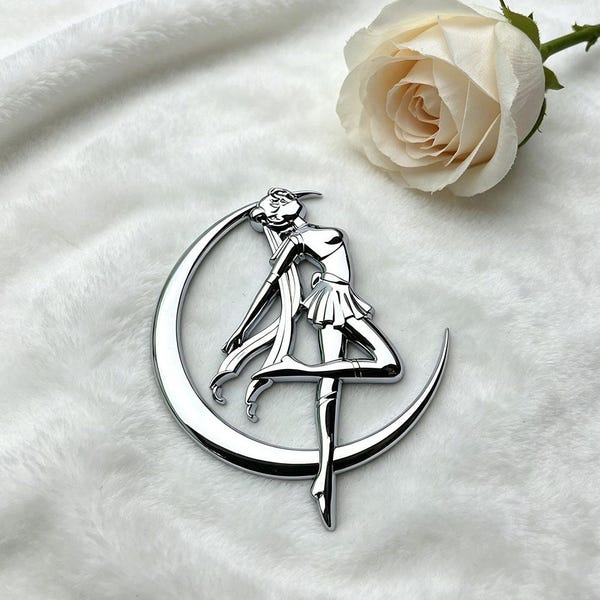 Magical Girl On Moon Car Emblem Sticker For Auto Fender Rear Trunk Body Decal