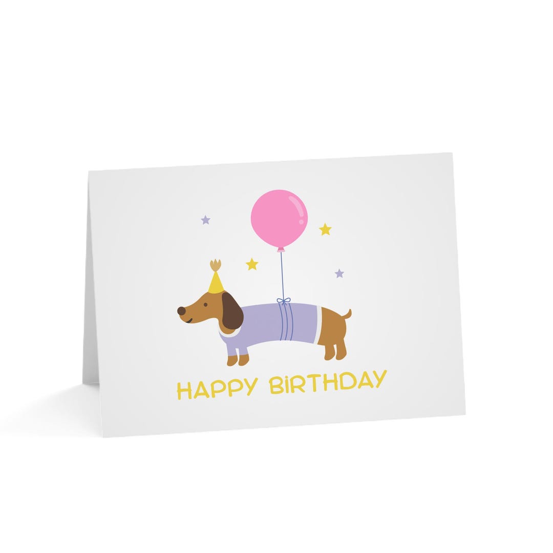 Dachshund With Balloons Birthday Card | Dog Lover Greeting Card - Etsy