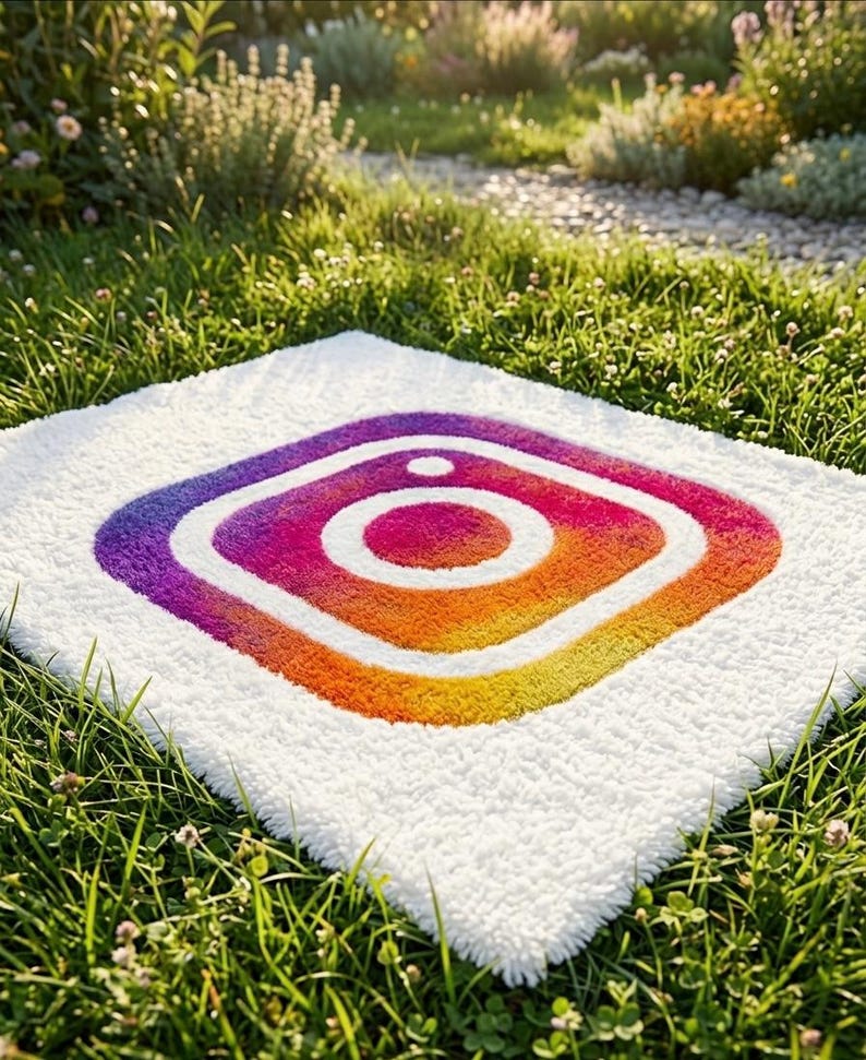 Hand Tufted Instagram Logo Rug – Custom Logo Area Rug, Modern White ...