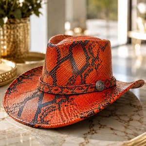 Snake Leather Cowboy Hat Authentic Snakeskin Handmade Western Hat Festival Fashion