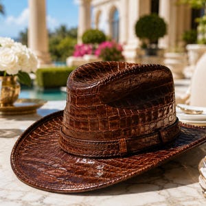 Cognac Fedora Hat - Etsy display picture 1