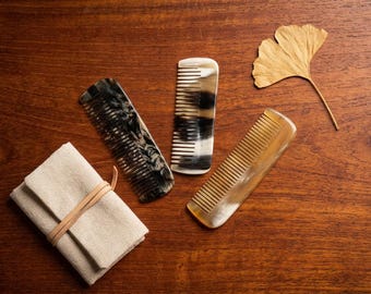 Mini Horn Pocket Comb, Handmade Beard Comb, Anti Static Massage Comb, Gift for Men and Women