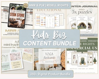 Kids Business Bundle with PLR & MRR | Educational Printables, Coloring Pages, Flash Cards, Canva Templates and Kids Activities